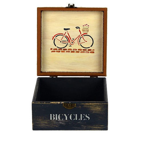 scatola decorata bicicletta aperta