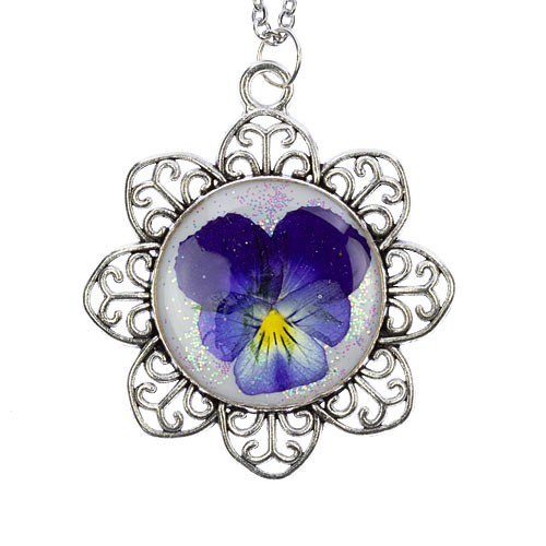 collana in resina panse ciondolo