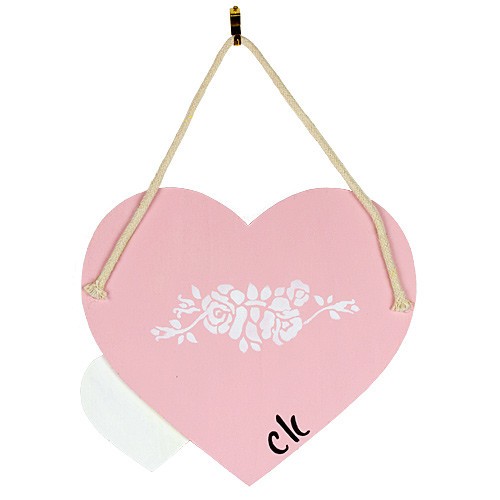 Lavagnetta Promemoria In Legno Con Cuori - Stile Rustico, 38.5x24 Cm - Foto 8